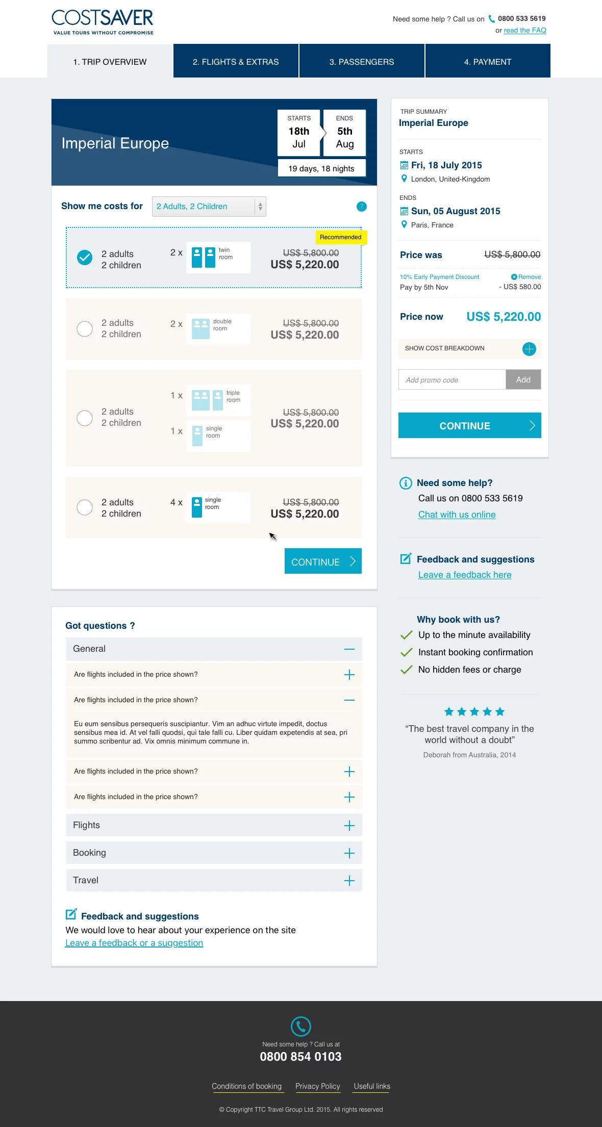 Booking engine CostSaver white-label