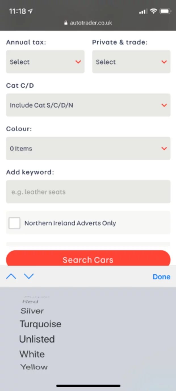 Difficult colour selection