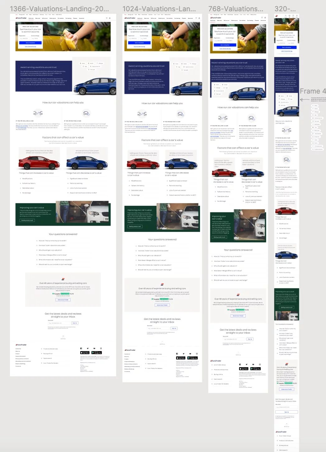 AutoTrader car valuation landing page