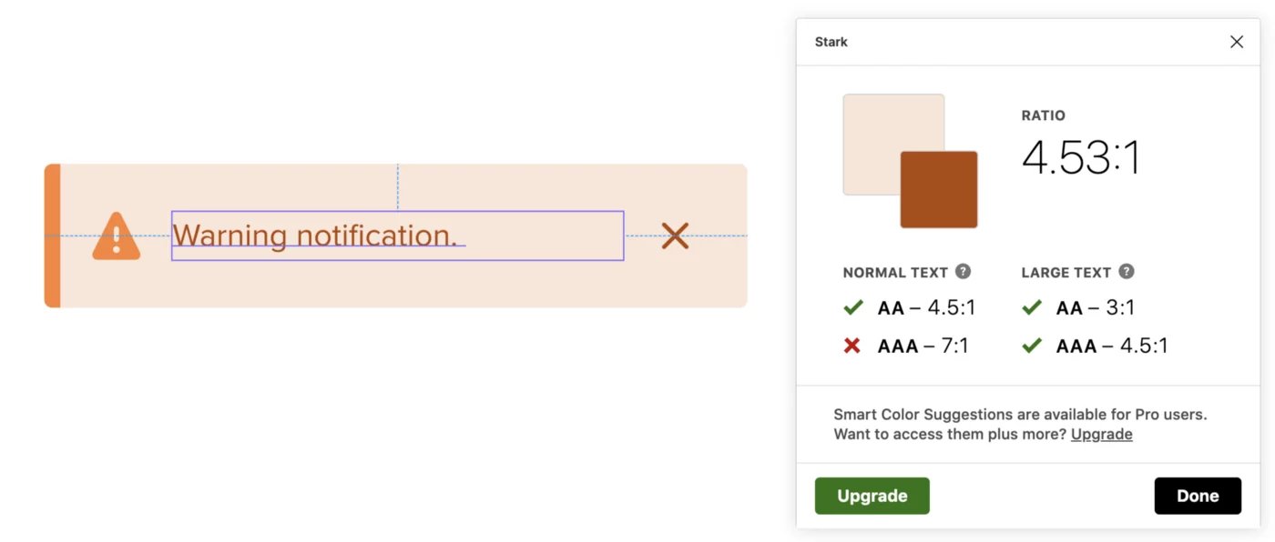 Notification component accessibility check
