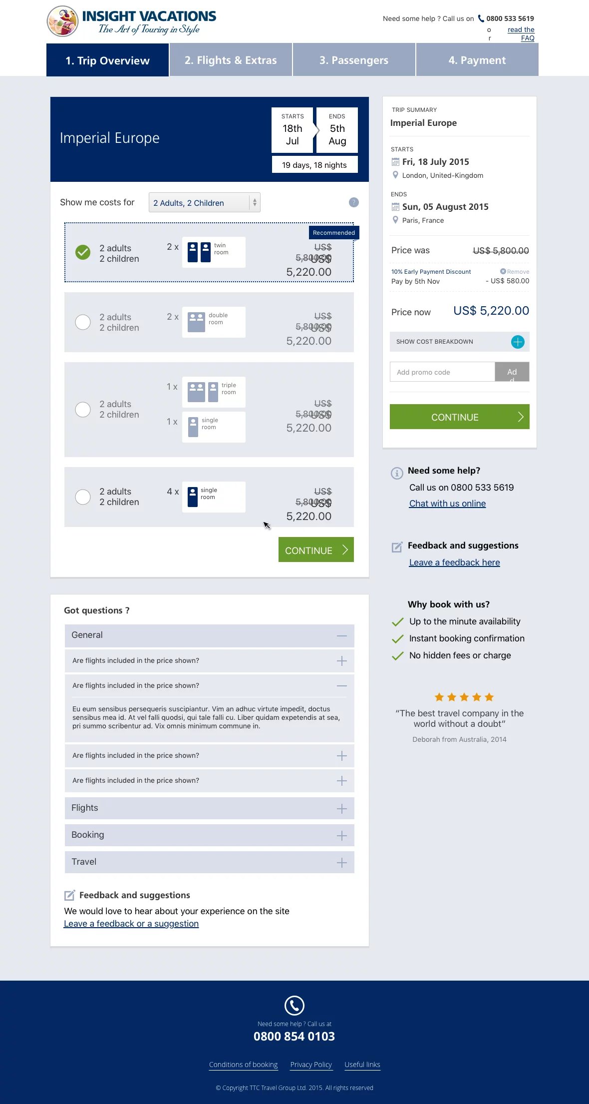 Booking engine Insights Vacations white-label